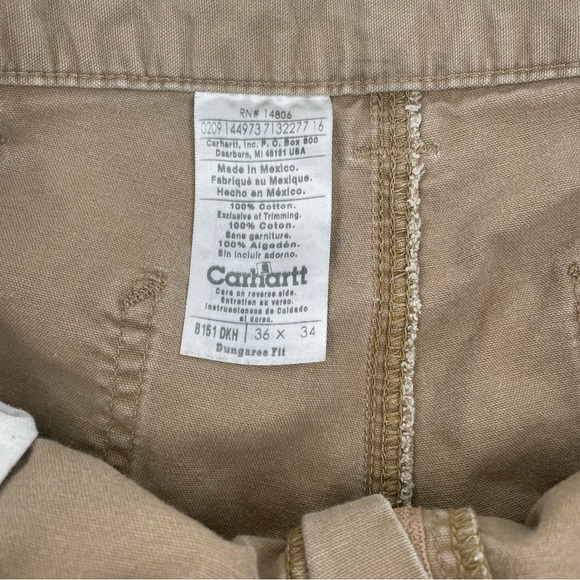 CARHARTT Men’s Worn Used Dungaree Fit Work Pants size: 36x34 - Picture 7 of 10